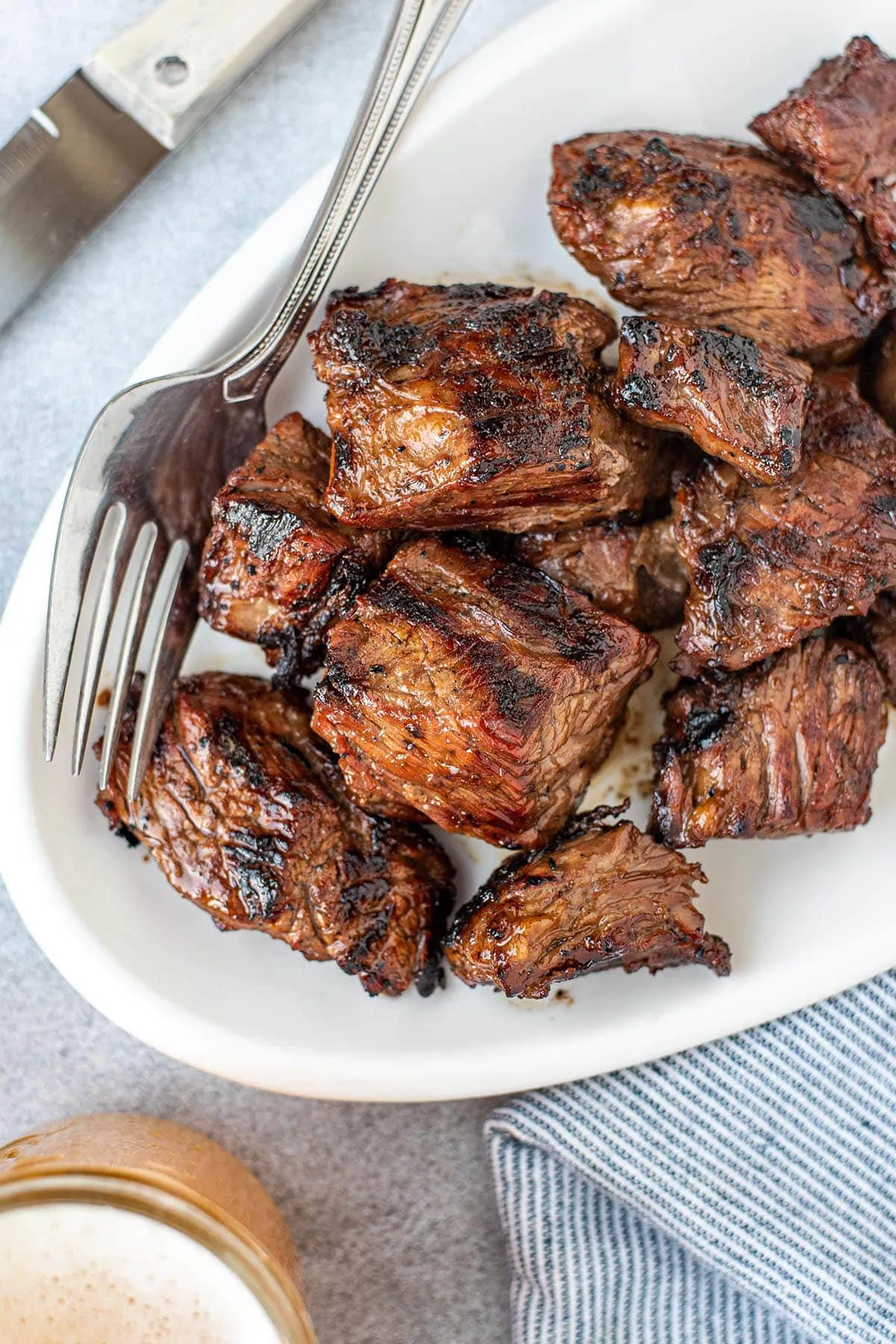 Grilled marinated steak tips